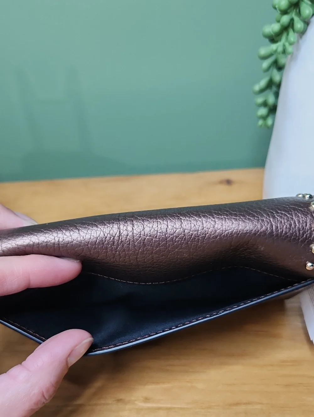 Coach Rivets Metallic Bronze Wristlet NWT